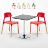 Vierkante salontafel zwart 70x70 cm en 2 gekleurde stoelen Barcellona Mojito Kortingen