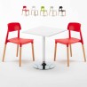 Vierkante salontafel wit 70x70 cm en 2 gekleurde stoelen Barcelona Cocktail Korting