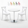 Ronde salontafel wit 70x70 cm en 2 gekleurde stoelen Vintage Long Island Verkoop