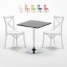Vierkante salontafel zwart 70x70 cm en 2 gekleurde stoelen Vintage Mojito Aanbod