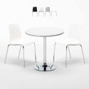 Ronde salontafel wit 70x70 cm met stalen onderstel en 2 gekleurde stoelen Lollipop Silver Verkoop