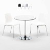 Ronde salontafel wit 70x70 cm met stalen onderstel en 2 gekleurde stoelen Lollipop Silver Verkoop