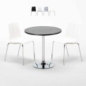 Ronde salontafel zwart 70x70 cm met stalen onderstel en 2 gekleurde stoelen Lollipop Gold Verkoop