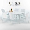 Rechthoekige salontafel wit 150x90 cm en 6 gekleurde stoelen Bistrot Arm Summerlife Verkoop