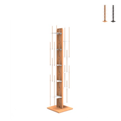 Verticale kolom boekenkast h150cm hout 10 planken Zia Veronica MH Aanbieding