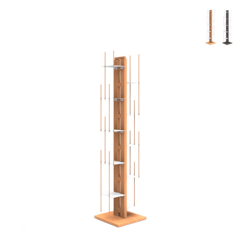 Verticale kolomboekenkast h150cm hout 10 planken Zia Veronica MH Aanbieding Verticale kolomboekenkast h150cm hout 10 planken Zia Veronica MH Aanbieding