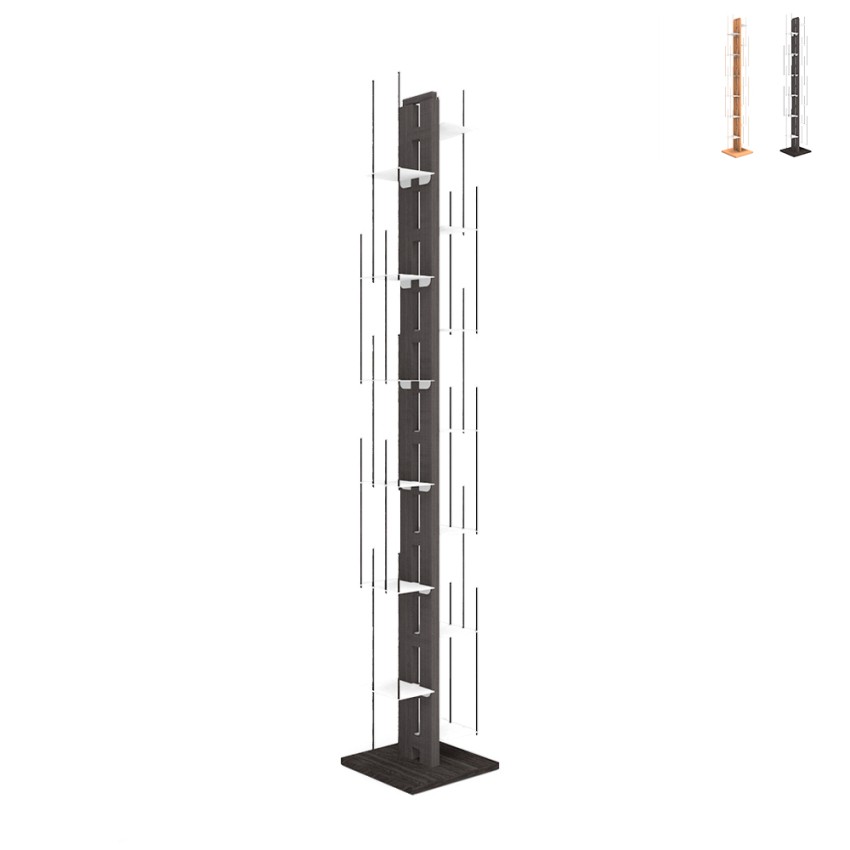 Verticale houten kolomboekenkast met 13 planken hoog 195 cm Zia Veronica H Aanbieding Verticale houten kolomboekenkast met 13 planken hoog 195 cm Zia Veronica H Aanbieding
