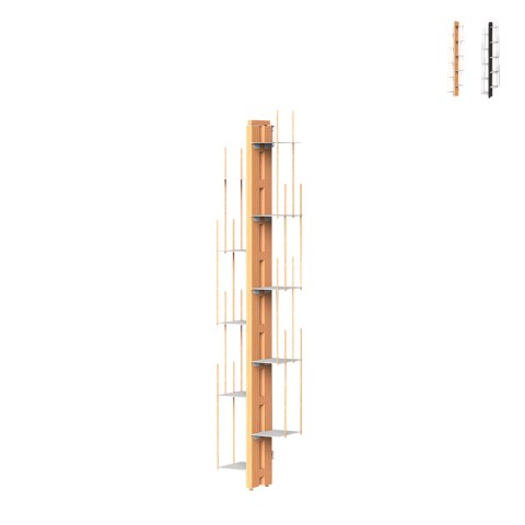 Verticale wandboekenkast h150cm in hout 10 planken Zia Veronica WMH