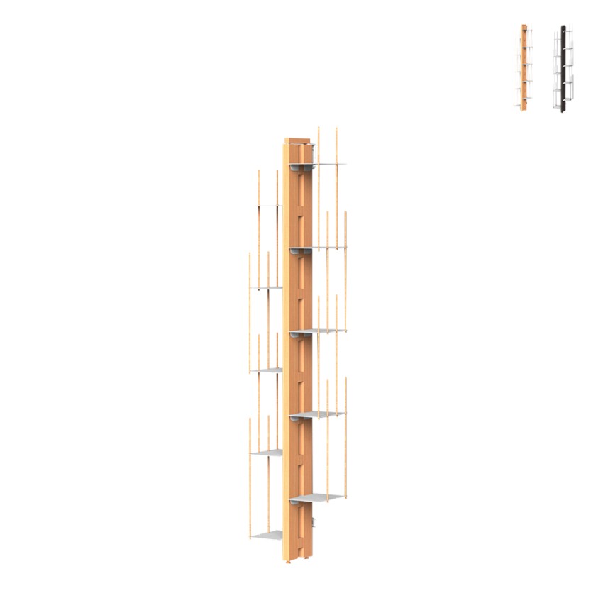 Verticale houten wandkast h150cm 10 planken Zia Veronica WMH Aanbieding