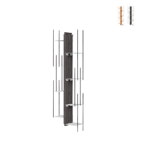 Hangende houten boekenkast verticaal h105cm 7 planken Zia Veronica SF Aanbieding