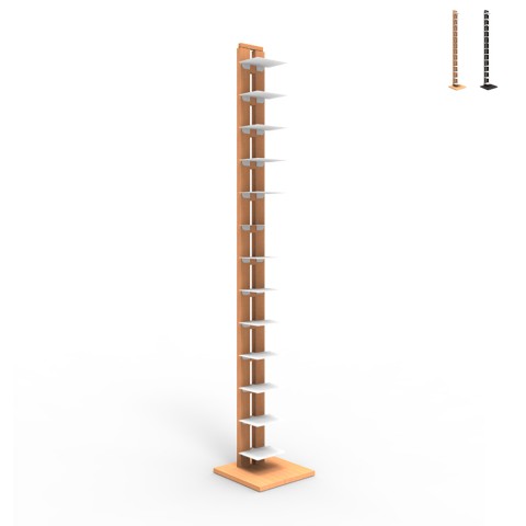Boekenkast verticale houten kolom h195cm 13 planken Zia Ortensia H