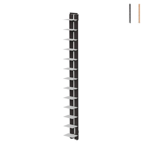 Verticale houten wandboekenkast h195cm 13 planken Zia Ortensia WH Aanbieding