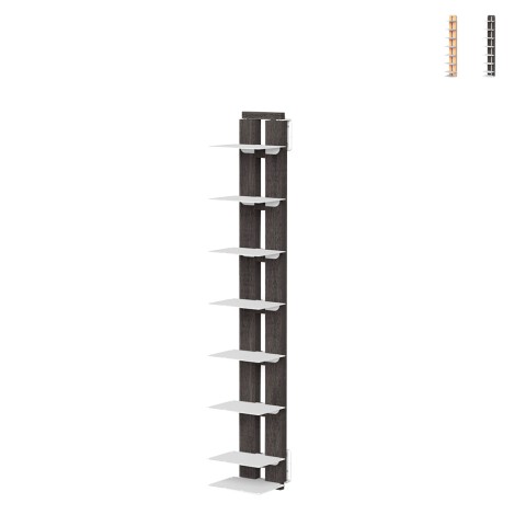 Zwevende houten boekenkast h105cm met 7 verticale planken Zia Ortensia SF Aanbieding