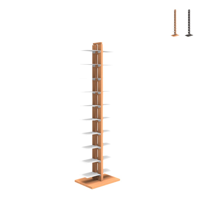 Zia Bice MH verticale boekenkast, 150 cm hoog, dubbelzijdig, 20 planken Aanbieding