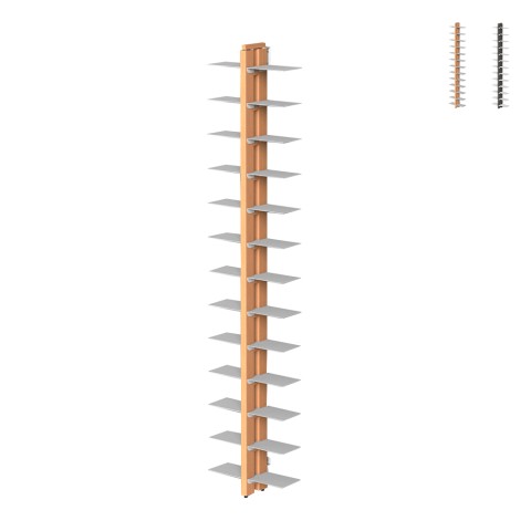 Dubbelzijdige wandkast h195cm van hout met 26 planken Zia Bice WH Aanbieding