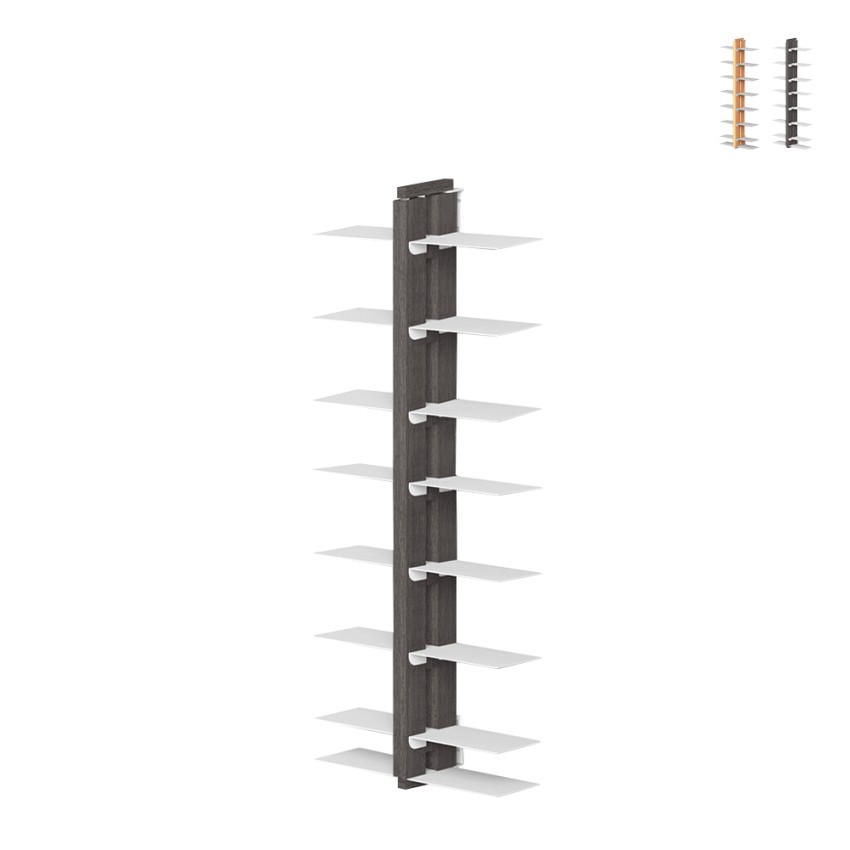 Vrijhangende dubbelzijdige houten boekenkast h105cm met 14 planken Zia Bice SF Aanbieding Vrijhangende dubbelzijdige houten boekenkast h105cm met 14 planken Zia Bice SF Aanbieding