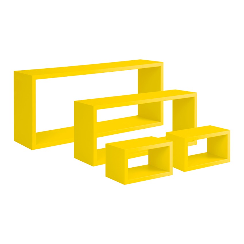 Set van 4 moderne rechthoekige wandkubus planken Merlino Aanbieding Set van 4 moderne rechthoekige wandkubus planken Merlino Aanbieding