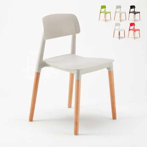Stock 20 stoelen Polypropyleen en Hout modern voor cafés Design Barcellona Aanbieding