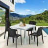 Witte vierkante tafel 90x90 cm met 4 gekleurde stoelen Rome Love Karakteristieken