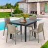 Vierkante zwarte salontafel 90x90 cm en 4 gekleurde stoelen Rome Passion Karakteristieken