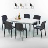 Rechthoekige salontafel wit 150x90 cm met stalen onderstel en 4 gekleurde stoelen Boheme Summerlife Korting