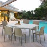Rechthoekige salontafel wit 150x90 cm met stalen onderstel en 4 gekleurde stoelen Boheme Summerlife Kortingen
