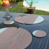 Nelumbo eettafel set van 2 ronde houten placemats 