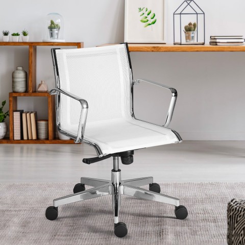 Witte ergonomische bureaustoel met laag ademend vermogen Stylo LWT