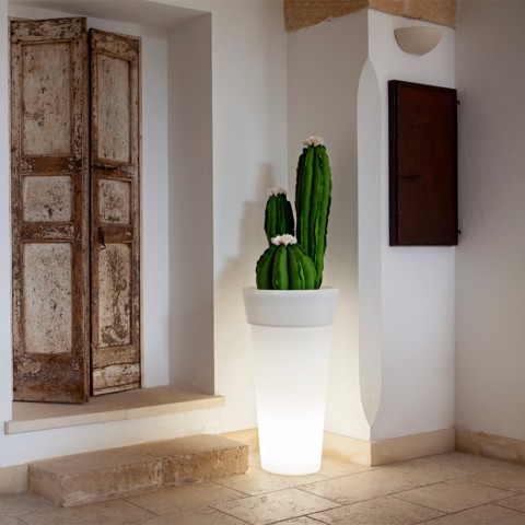Moderne kolom plantenhouder lichtgevende bloempot Messapico Aanbieding