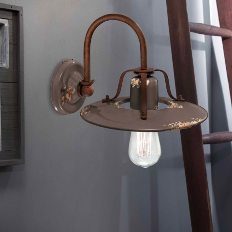 Industriële wandlamp in ijzer en keramiek Country AP Aanbieding