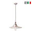 Industriële Vintage Hanglamp van IJzer en Keramiek Country SO 
