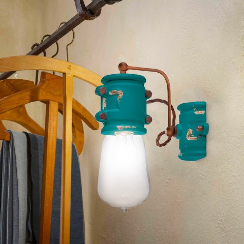 Urban AP1 vintage industriële wandlamp van ijzer en keramiek Aanbieding