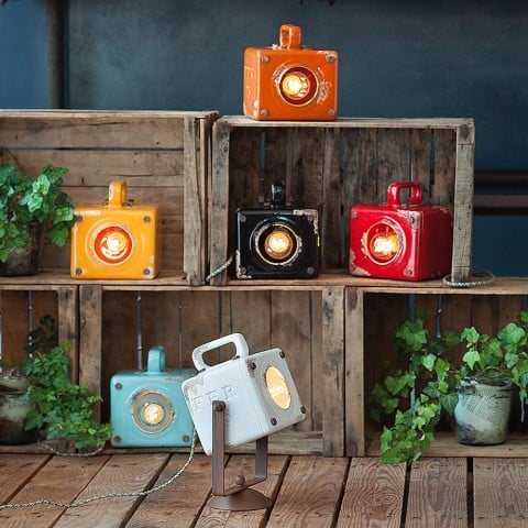 Handbeschilderde tafellamp vintage design ijzer en keramiek Industrial TA Aanbieding