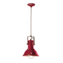 Hanglamp van ijzer en handbeschilderd keramiek, vintage industrieel ontwerp SO Aanbod