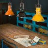 Hanglamp van ijzer en handbeschilderd keramiek, vintage industrieel ontwerp SO Aanbieding