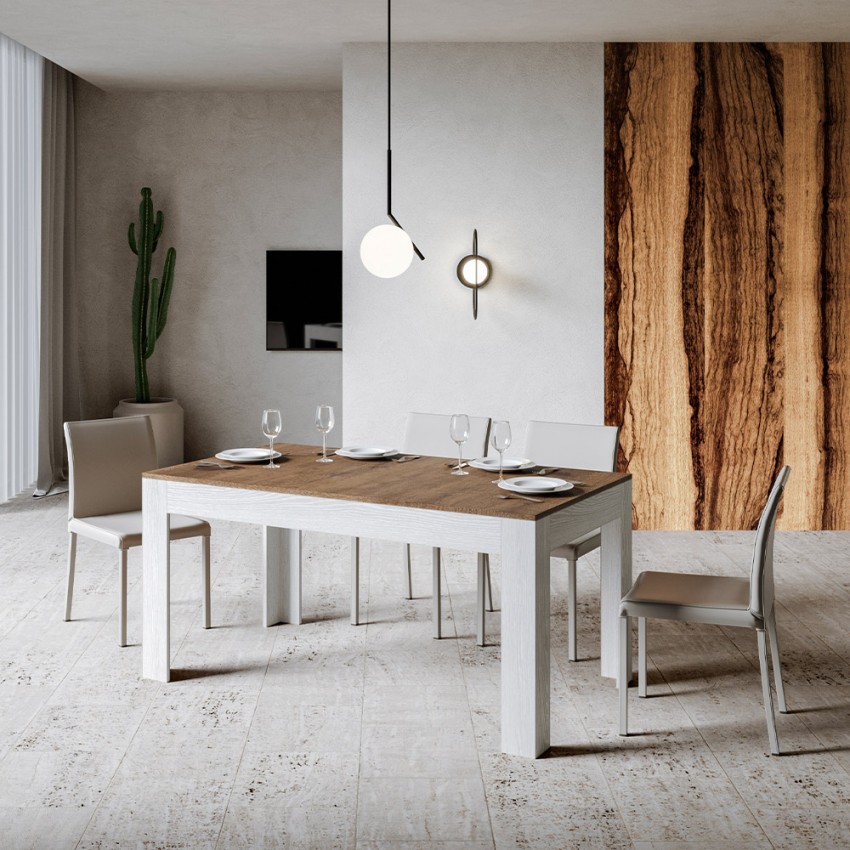 kapperszaak Uitsluiten zoon Bibi Mix BN uitschuifbare tafel 90x160-220cm keuken wit hout walnoot