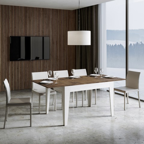 Uitschuifbare tafel 90x120-180cm keuken wit walnotenhout Cico Mix BN