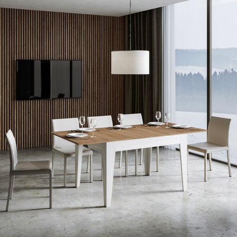 BQ Cico Mix moderne uitschuifbare witte houten tafel 90x120-180cm Aanbieding