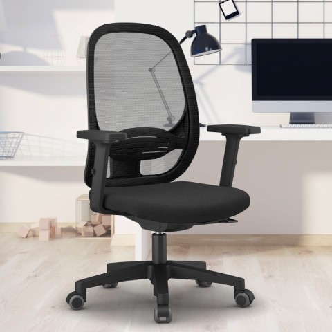 Ergonomische bureaustoel voor thuiswerken met ademende netstof Easy Aanbieding