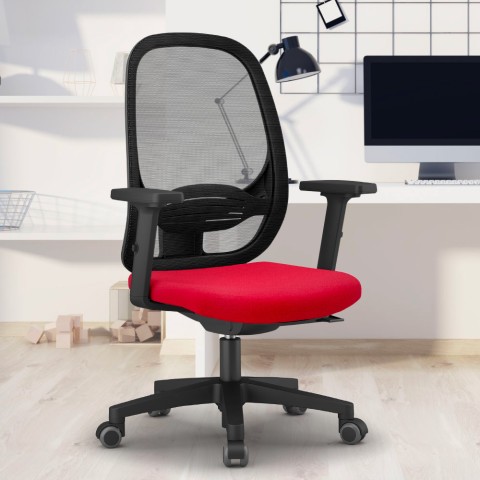 Ergonomische rode bureaustoel smartworking ademend mesh Easy R Aanbieding