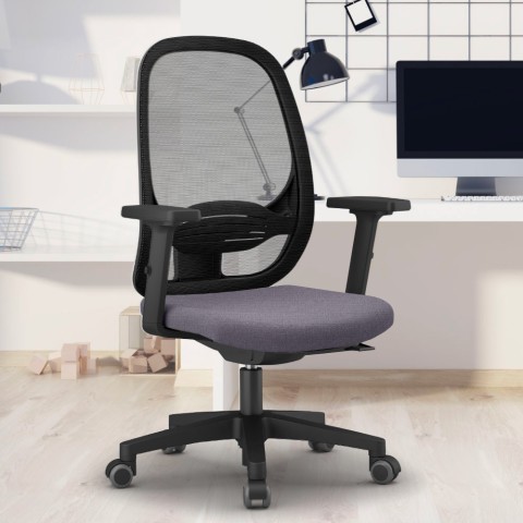 Ergonomische bureaustoel voor thuiswerken grijs met ademende netbespanning Easy G Aanbieding