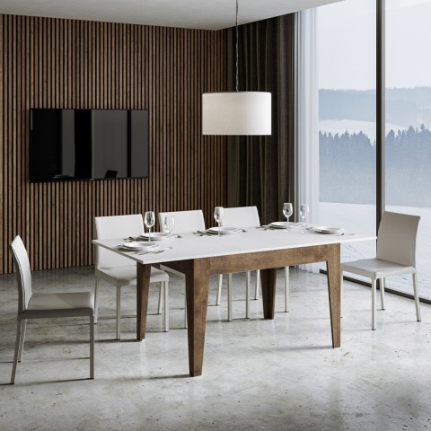 Moderne uitschuifbare tafel 90x120-180cm in wit walnoothout Cico Mix NB
