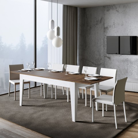 Uitschuifbare tafel 90x160-220cm keuken wit walnotenhout Cico Mix BN
