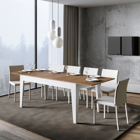 Moderne uittrekbare keukentafel 90x160-220cm hout wit Cico Mix BQ Aanbieding