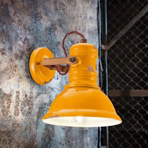 Wandlamp applique ijzer en keramiek vintage industriële design AP Aanbieding