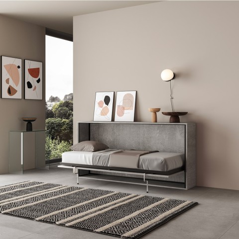 Grijs eenpersoons opklapbed 85x185 cm horizontaal lattenbodem Kando CM Aanbieding