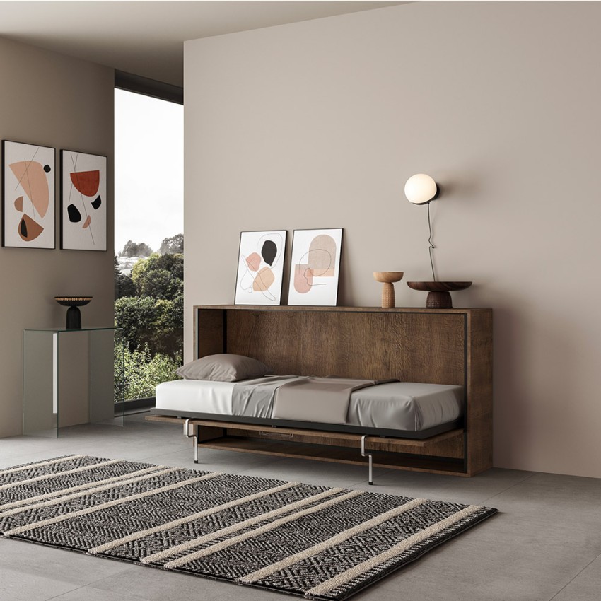 Horizontaal opklapbaar eenpersoonsbed 85x185cm met houten latten Kando NC Aanbieding