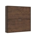 Inklapbaar stapelbed hout walnoot matras 85x185cm Kando 2MNC Korting