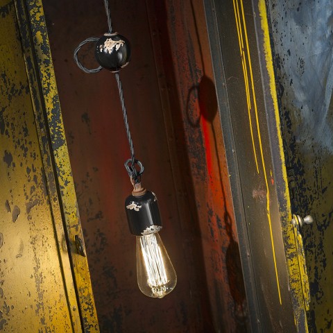 Industriële hanglamp van ijzer en keramiek Vintage design SO Aanbieding