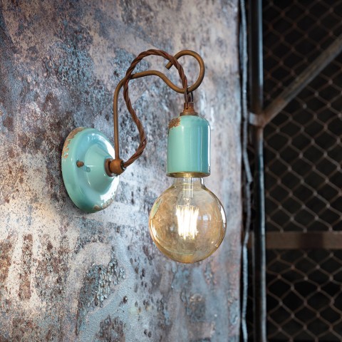 Industriële wandlamp van ijzer en keramiek Vintage AP3 Aanbieding